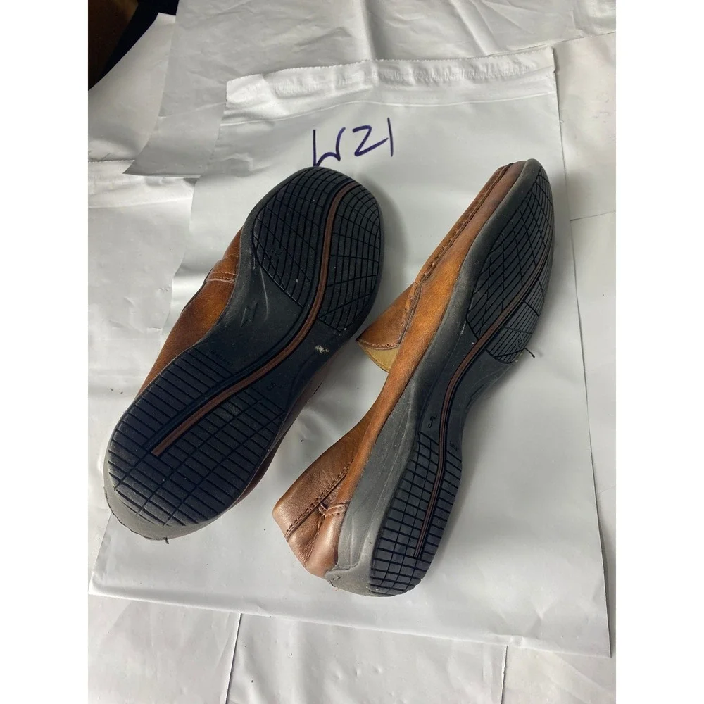 Rossi Men's Brown‎ Leather Slip-On Loafers Square Toe Dress Shoes